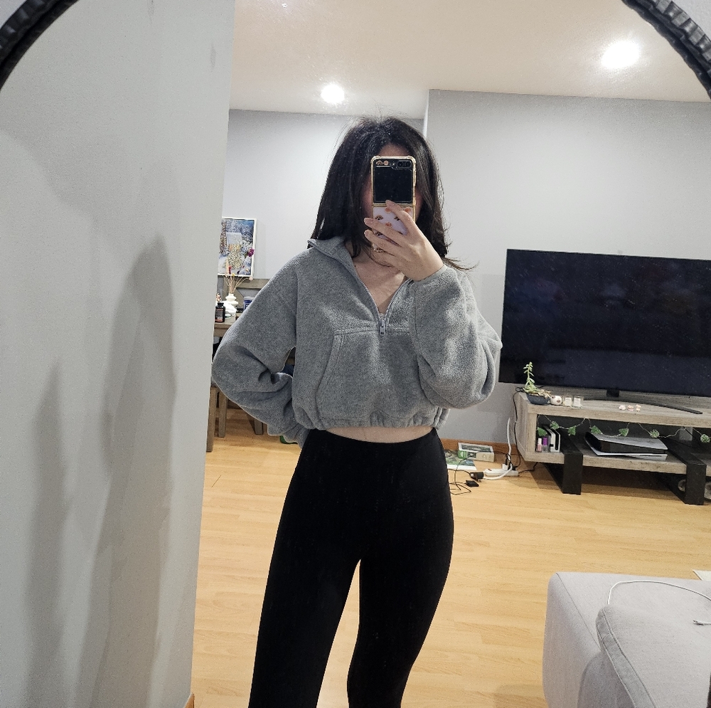 Artizia Tna Half-Zip Cinch-Waist Crop Sweater